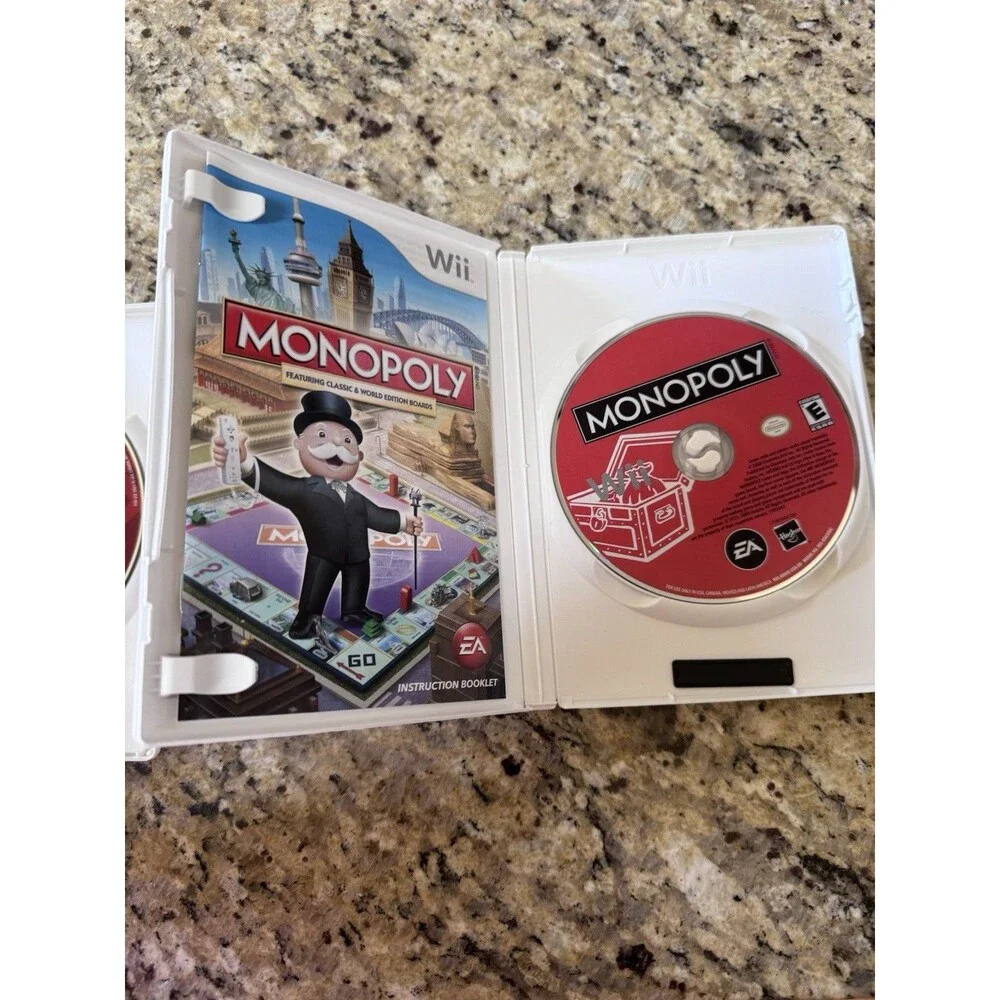 Nintendo Wii Family Game Lot Monopoly World Edition Family Feud 2010 CIB